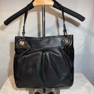 Coach Ashley F17605 Black Pebbled Leather Shoulder Bag